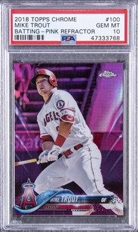 2018 Topps Chrome Pink Refractor #100 Mike Trout - PSA GEM MT 10